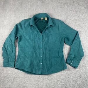 Authentic Shaverlake Casuals Women's X-Large Green Long Sleeve Button Up Shirt